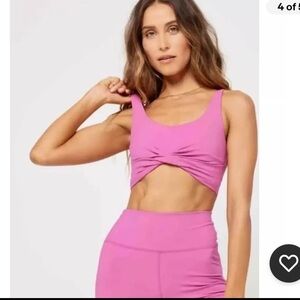 L*Space Twist of Fate Sports Bra - Bright Pink Size Large